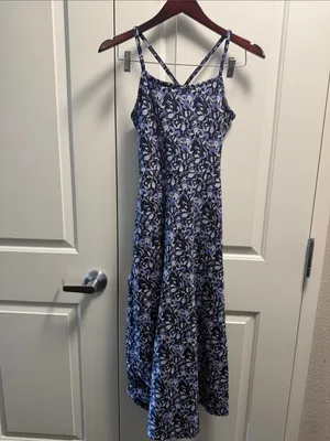 Pact Fit & Flare Midi Dress Floral Blue Cotton XS thumbnail 3