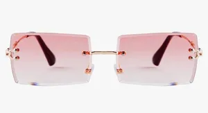 Amazon ADE WU Rimless Rectangle Pink Sunglasses thumbnail 6