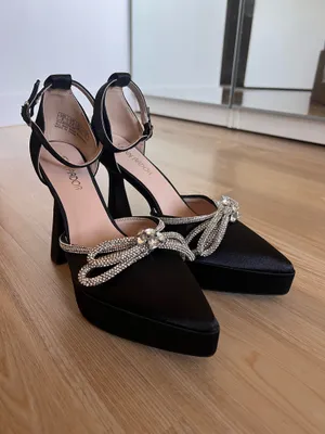Amazon JENN ARDOR Closed Toe Heels： Platform Pumps with Rhinestone Bow, Ankle Strap Women’s Dress Shoes thumbnail 5