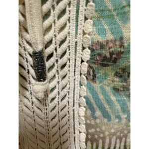 Chico's Abstract Print Crochet Lace‎ Tie Neck Top Green Blue Boho Size 1 M 8 thumbnail 4