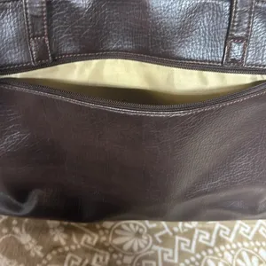 Buxton brown leather briefcase zip & snap pockets over shoulder vintage thumbnail 7