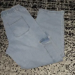 Madden Girl Blue Denim Cargo Jeans Medium Y2K Baggy Wide Leg Cyber thumbnail 14