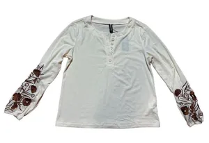NEW Noracora‎ cream long sleeve blouse with floral embroidered detail sz S thumbnail 1