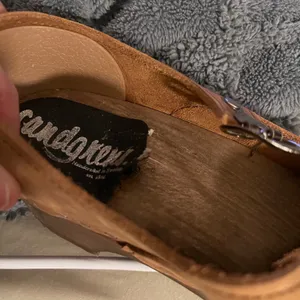 Sandgrens Swedish Wooden Mary Jane Clogs Tan Leather Sz 36/5-5.5 USA Handcrafted thumbnail 15