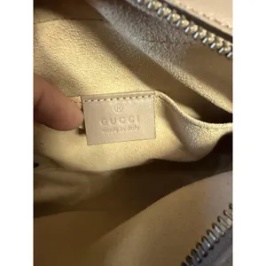 Gucci Crossbody Bag Womens Small Beige Leather GG Marmont Camera Made In Italy thumbnail 2