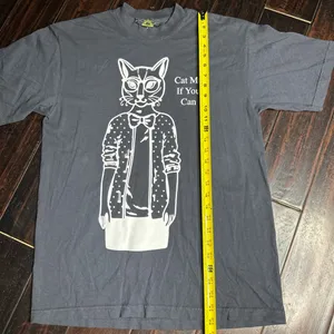 Los Angeles Apparel Crewneck tee shirt cotton “cat me if you can” summer beach casual modern thumbnail 2