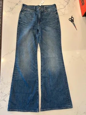 J. Crew Womens Semi Stretch High Rise Denim Trousers Size 27 Flare NWT thumbnail 1