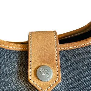 Burberry Of London Blue Denim Leather Trim Tote thumbnail 6