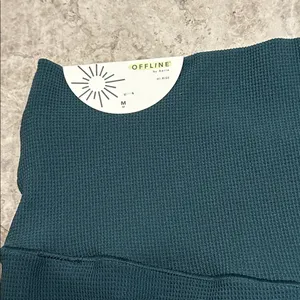 OFFLINE by Aerie Real Me Waffle High Waisted Crossover Legging Green NEW Medium thumbnail 10