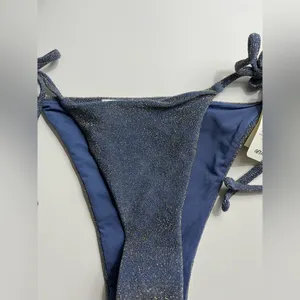 Aerie • NWT Navy Blue String Bikini Bottom with Glitter Shimmer Accent thumbnail 3
