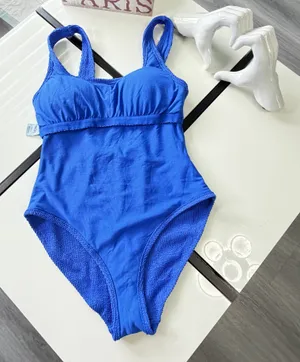Shade & Shore Royal Blue Textured Crinkle One-Piece Swimsuit - Size Medium (8-10) ✨ thumbnail 6