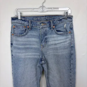 American Eagle '90s Bootcut Jean Faded Indigo Split Hem Y2K Streetwear‎ Size 4 thumbnail 3