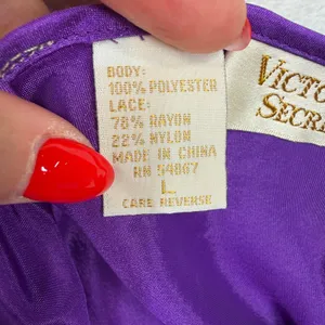 Victoria's Secret Large Slip Dress Purple Satin Lace Vintage Gold Label Nightie thumbnail 10