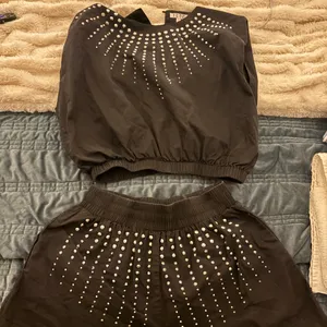 TCEC Black Studded Top and Shorts Set thumbnail 1