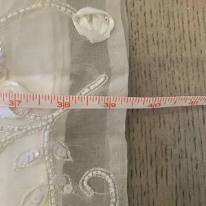 Ivory Satin Floral Embroidered‎ Organza Midi Dress Rosettes Beads Wedding Formal thumbnail 8