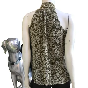 Old Navy Green White Dotted Sleeveless Blouse Tie Neck Tank Top Women’s Size S thumbnail 2