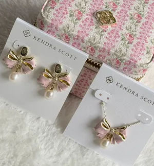 Kendra Scott x LoveShackFancy Pearl Bow Necklace and Earring Set thumbnail 1