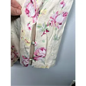 Zara Medium Dress Womens Floral Short Sleeve 90s Style‎ Yellow Pink Roses Lined thumbnail 16