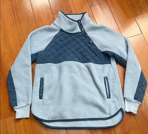 Abercrombie & Fitch Blue Snap-Front Fleece Quilt Chest Panel Tunic Size‎ S thumbnail 1