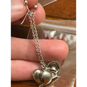 925 sterling silver broken heart earrings 2.5inch long m3 3.59g broken heart thumbnail 4