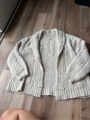 Anthropologie Cream Textured Knit Oversized Cardigan Size M thumbnail 2