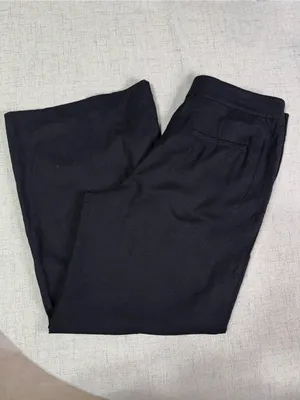 The LOFT Clean Wide Leg Pants in Linen Blend Black Size 14 thumbnail 8
