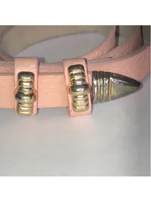 Vintage Pink Faux Leather Belt with Gold Tone Buckle thumbnail 5