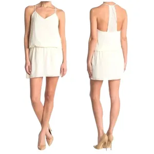 Haute Hippie Caitlyn Dress Women Medium Ivory‎ Mirage Strappy Back Micro Mini thumbnail 2