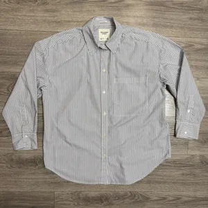 Abercrombie & Fitch Womens Oversized Shirt M Striped Button Down Blue White thumbnail 12