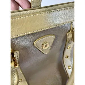 FZNzi Vintage Metallic Gold Satchel Handbag Studded Doctor Bag Top Handle Purse thumbnail 8