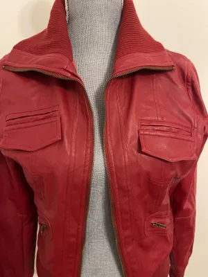 Zenana Red Faux Leather Jacket thumbnail 3