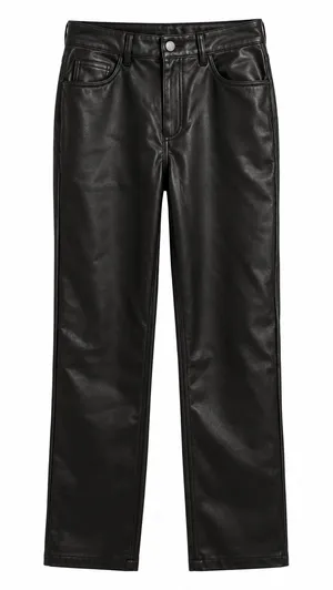 The Drop Jack Vegan Leather Straight Leg Pants Black 26 NWT thumbnail 1