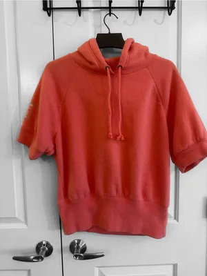 Y2K Old Navy Coral Short Sleeve Hoodie Sweatshirt XL thumbnail 2