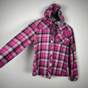 Carhartt Flannel Shirt Womens Small‎ Pink Plaid Hooded Pearl Snap Rugged Shacket thumbnail 6
