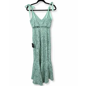 NEW Lulus Won Your Heart Sage Green Lace Tie-Strap High-Low Midi Dress Small thumbnail 8