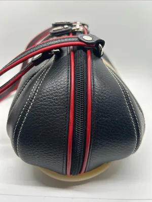ALALUNA Vintage Retro Rare Black/Cream Leather Molded Base Shoulder Bag Purse 🌺🌺 thumbnail 3
