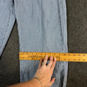 American Eagle Light Wash Lyocell Wide Leg Crop Drawstring Pants Blue 4 Short thumbnail 6