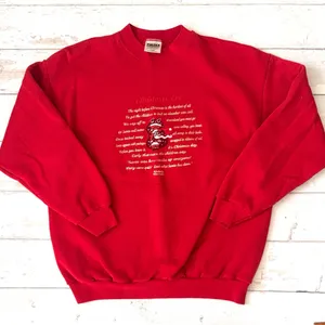 Women’s L/G Red Christmas Crewneck Sweatshirt Holiday Sweater Size Large Tultex thumbnail 1