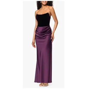 NEW Betsy & Adam Strapless Velvet & Satin Dress Size 8 thumbnail 3