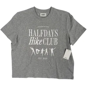 Halfdays Hike‎ Club T Shirt Womens XS Gray Graphic Tee Short Sleeve New thumbnail 1