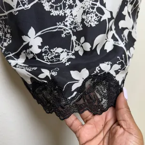 VTG y2k Express Women 100% SILK Cami Top Small Black‎ Floral Lace Whimsigoth thumbnail 5