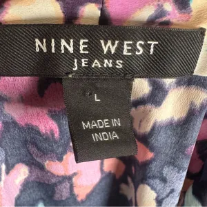 Nine West colorful neck floral top size large thumbnail 4