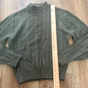 VTG 80s Olive Green Fisherman Knit Sweater USA Union‎ Made Womens M Chunky Knit thumbnail 4