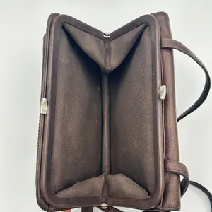 Vintage‎ Fossil Brown Leather Crossbody Organizer Wallet Bag Kiss Lock Y2K thumbnail 6