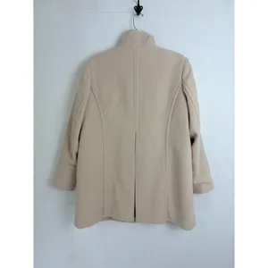 Lands End 16P Beige Wool Blend Car Coat Hidden Button Stand Collar Minimalist thumbnail 2