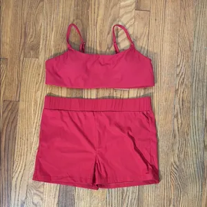 Andie Bikini Set Maui Top Marco‎ Shorts Ribbed Flame Red size S NWOT thumbnail 3
