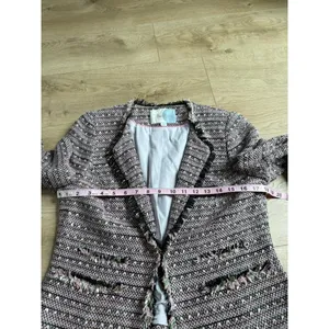 EUC Women Boden Pink Black Tweed 3/4 Sleeve Blazer jacket workwear pocket Size 8 thumbnail 7