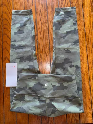 Lululemon Wunder Train High Rise 23” Heritage Camo Green Twill Size 8 NWT thumbnail 1