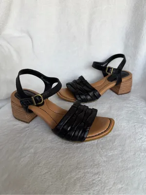 Born Womens Footwear/Shoes/Sandals "Shonie" Black Woven Leather Us 6m/Eu 36 Euc thumbnail 2