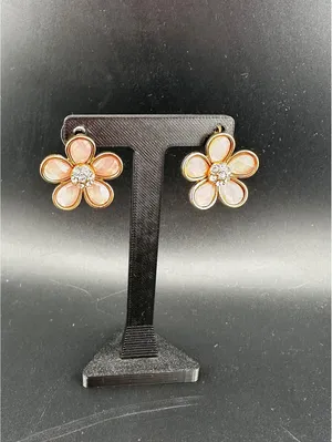 Betsey Johnson Floral Stud Earrings with Rhinestone Centers thumbnail 3